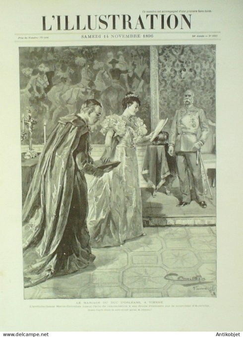 L'illustration 1896 n°2803 Anvers trompes d'éléphants Vienne Mariage Duc D’Orléans Avignon (84)