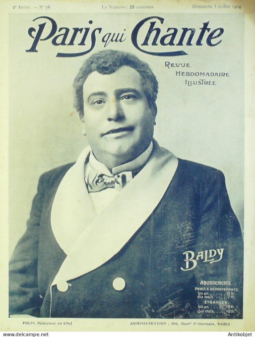 Paris qui chante 1904 n° 76 Baldy Mayol Francine Lorée Laquis Delmet