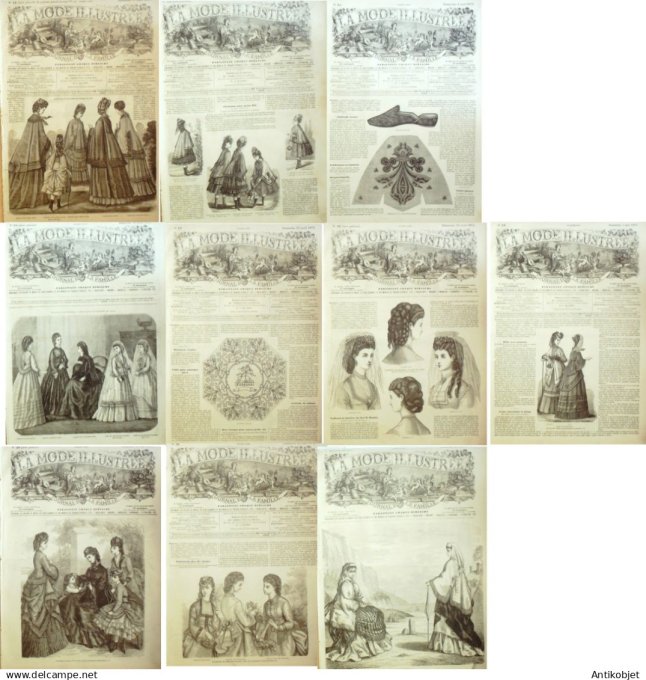 Mode illustree  1871 Lot de 10 journaux