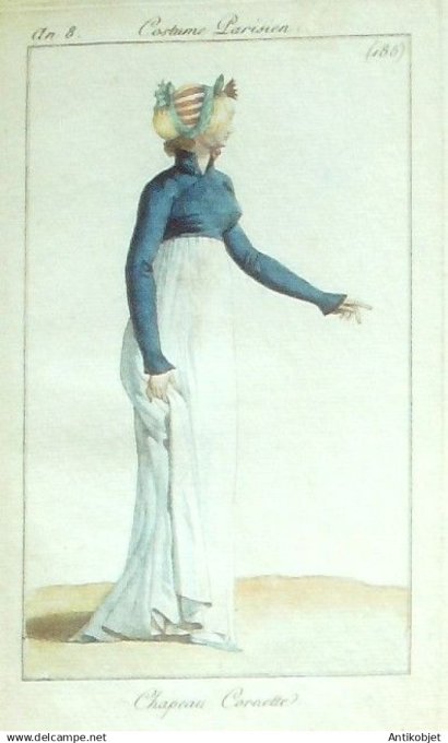 Costume Parisien 1799 an 8 #185 (eau forte) Chapeau cornette
