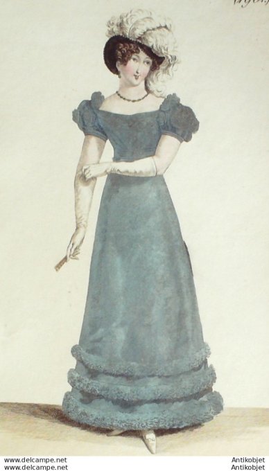 Costume Parisien 1821 # 1961 Robe velours garnie de plumes