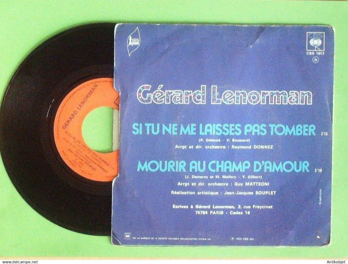 Lenorman Gérard 45T SP Si tu ne me laisses pas tomber 1973