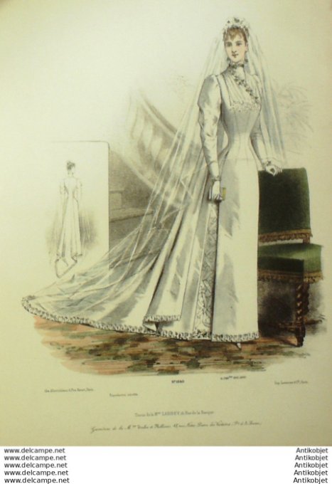 Gravure Mode Le Coquet 1892 # 11 (Old Fashion plate)