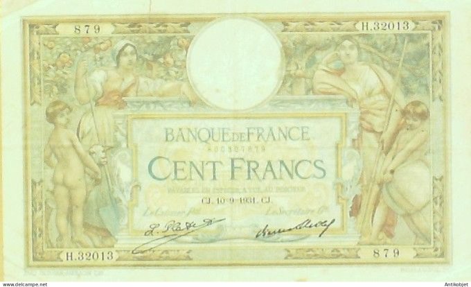 Billet Banque de France 100 francs Luc Olivier Merson Grands Cartouches CJ10=9=1931 TB+