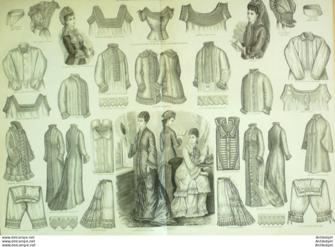 Gravure de mode La Mode illustrée (Lingerie Passementerie)