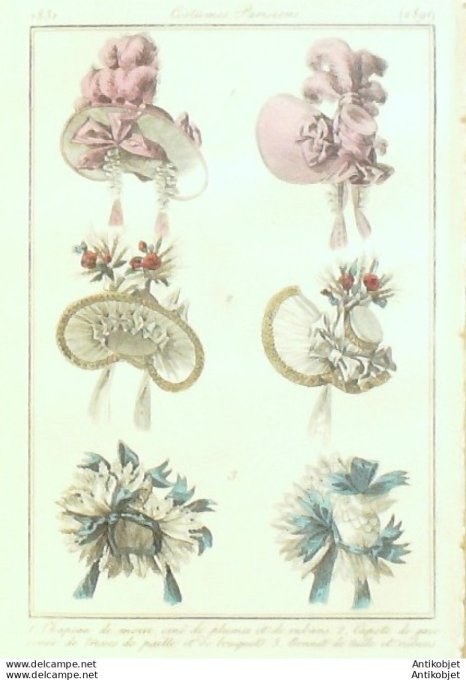 Costume Parisien 1831 # 2891 Bonnet de tulle Capote