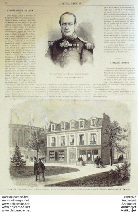 Le Monde illustré 1867 n°510 Japon Ambassadeurs Egypte Caire Algérie Mouzaiaville Dreux (28)
