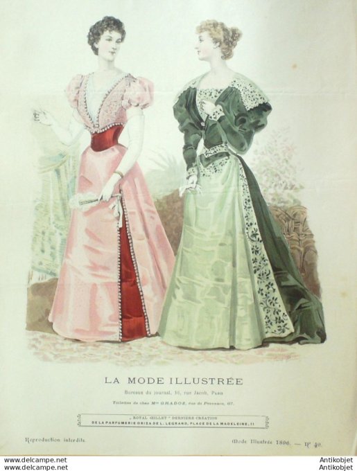 Gravure Mode illustree 1896 # 49 (Old Fashion plate) rare