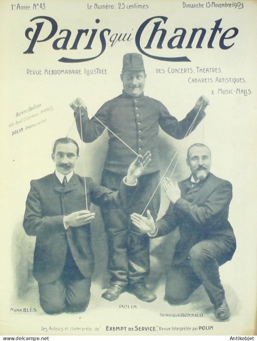 Paris qui chante 1903 n° 43 Blés Polin Bonnaud Lise Fleuron Dickson Dora Limat