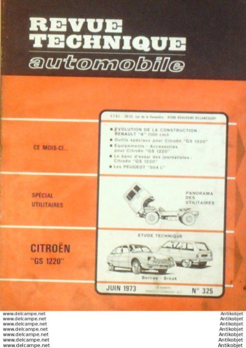 R.T Automobile Citroën Gs 1220 Renault 8 1100 cm3   # 325