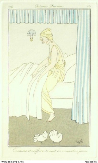 Gravure Mode Costume Parisien 1914 # 180 Franc-Nohain Madeleine (eau forte)
