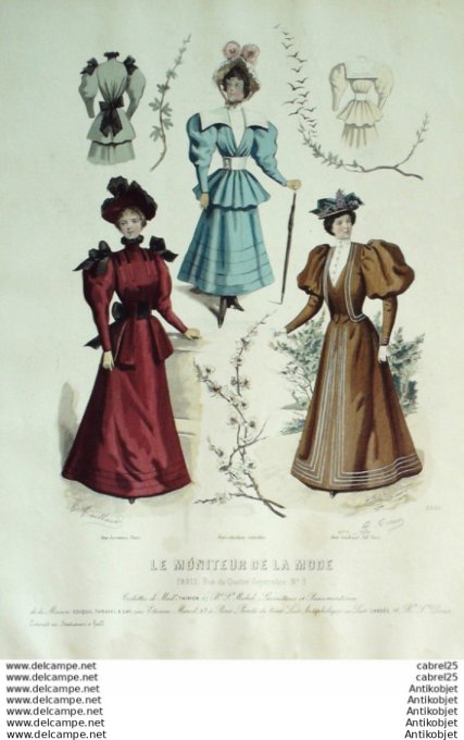 Gravure Mode Le Moniteur 1894 # 11 (Old Fashion plate)