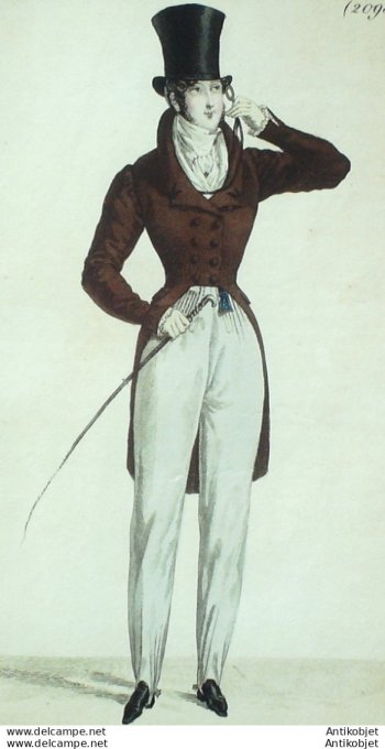 Costume Parisien 1822 # 2093 Habit de drap homme canne anglaise
