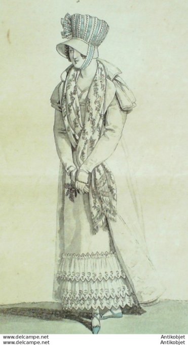 Gravure de mode Costume Parisien 1815 n°1474 Redingote de casimir