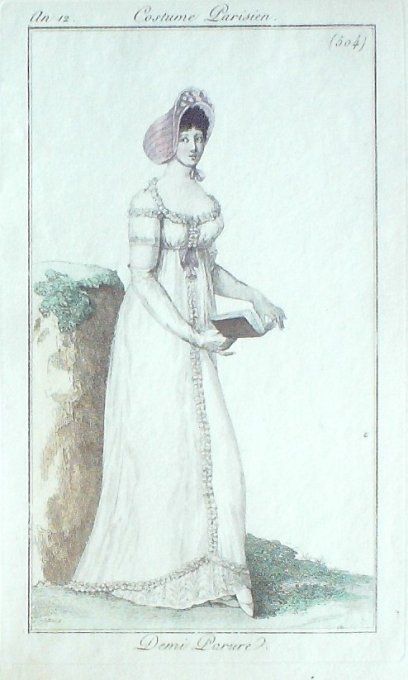 Gravure Mode Costume Parisien 1803 an 11 # 504 (eau forte old Fashion plate