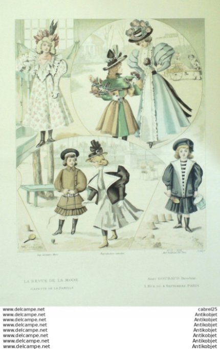 Gravure Mode La Gazette 1896 # 13 (Old Fashion plate)