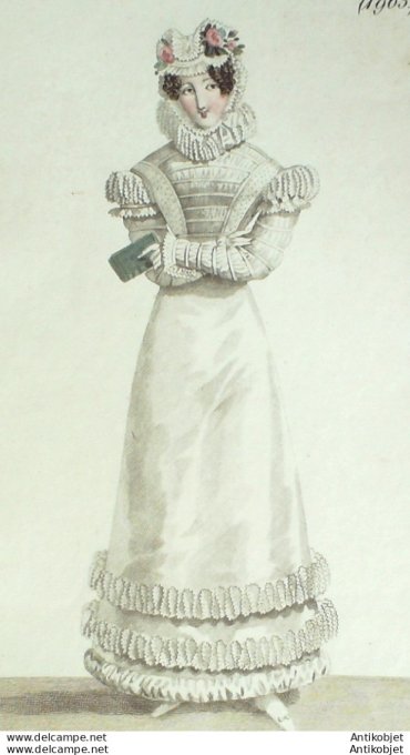 Costume Parisien 1821 # 1963 Robe de satin garnie de blonde