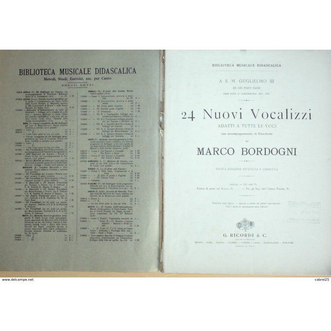 BORDOGNI MARCO-24 titres NUOVI VOCALIZZI-1920