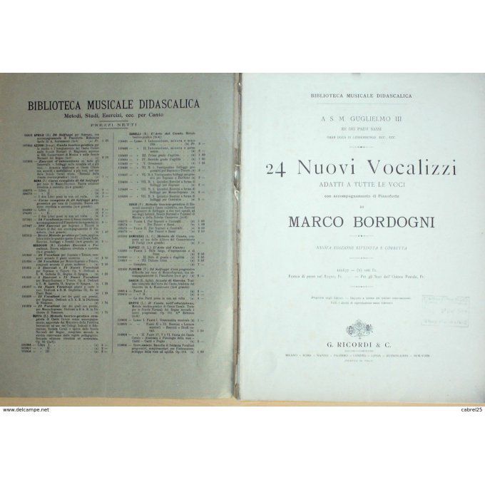 Bordogni Marco 24 Titres Nuovi Vocalizzi 1920