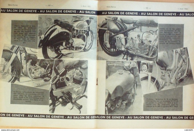 Moto Revue 1952 n° 1079 Awo 250 Vittoria 75 Motom Delfino 163 Condor 500