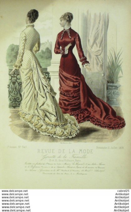 Gravure Mode La Gazette 1878 # 342 (Old Fashion plate)