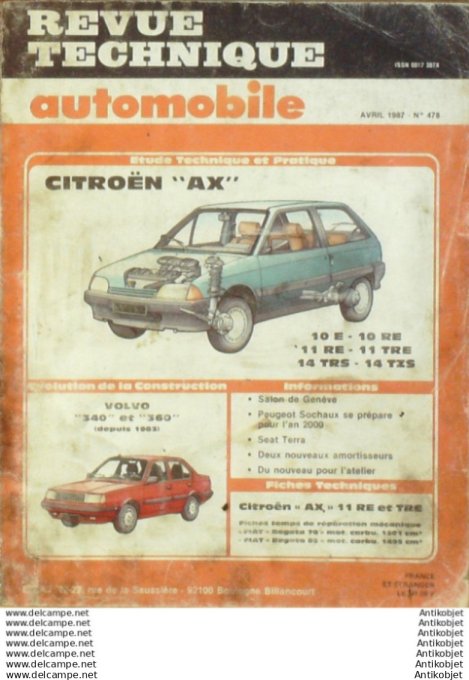 R.T Automobile Citroën AX 10/11/14 Volvo 340/360 1983   # 478