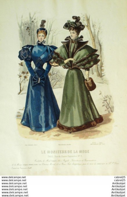 Gravure Mode Le Moniteur 1893 # 50 (Old Fashion plate)