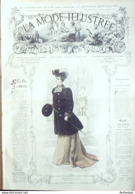 La Mode illustrée journal 1905 n° 52 Paletit Empire en fourrure