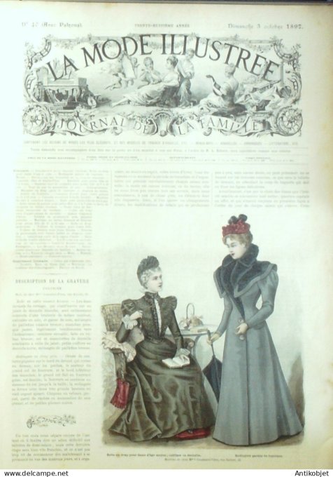 La Mode illustrée journal 1897 n° 40 Redingote er robe en drap