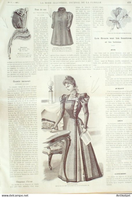 La Mode illustrée journal 1897 n° 40 Redingote er robe en drap