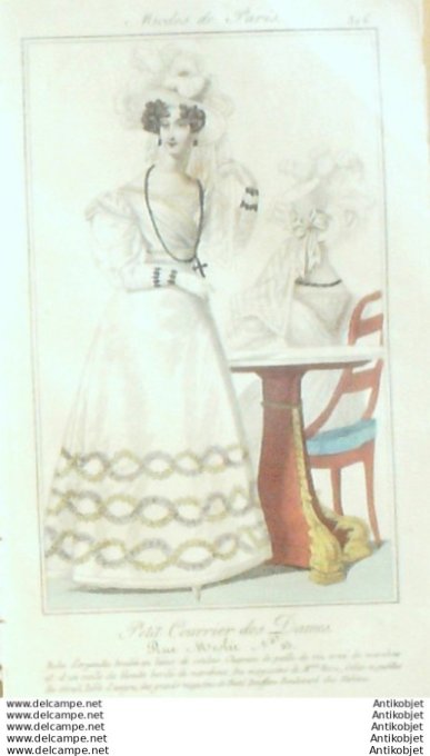 Gravure Mode Courrier des Dames 1825 #  306 (eau forte old Fashion plate)
