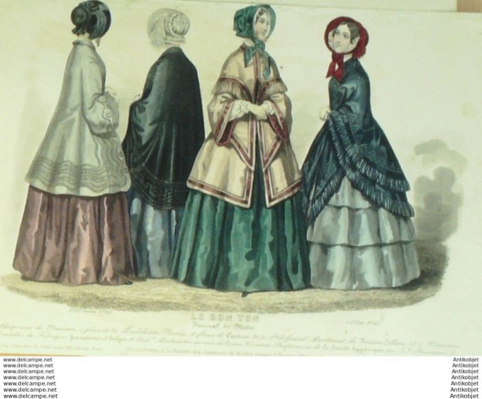 Gravure Mode Le Bon Ton 1850 17 # 20 (aquarelle old fashion plate)