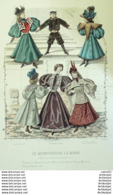 Gravure Mode La Gazette 1895 # 43 (Old Fashion plate)