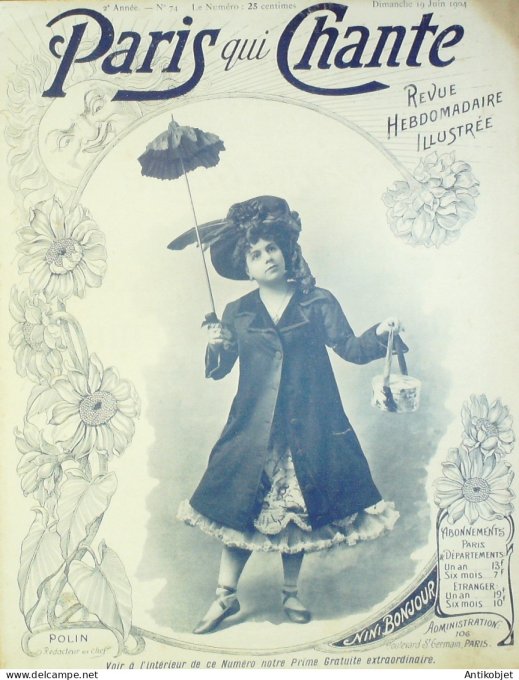 Paris qui chante 1904 n° 74 Nini Bonjour Dumoraize Xavier Privas Rosensteel
