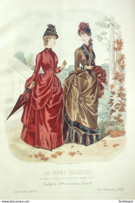 Gravure Mode illustree 1885 # 48 (Old Fashion plate)