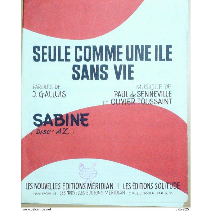 SABINE-SEULE COMME une ILE SANS VIE-1971