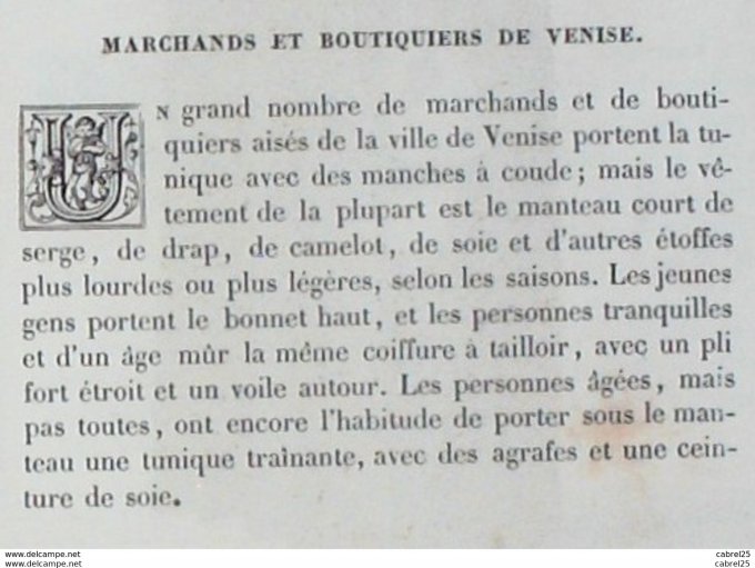 Italie VENISE marchand et boutiquier 1859