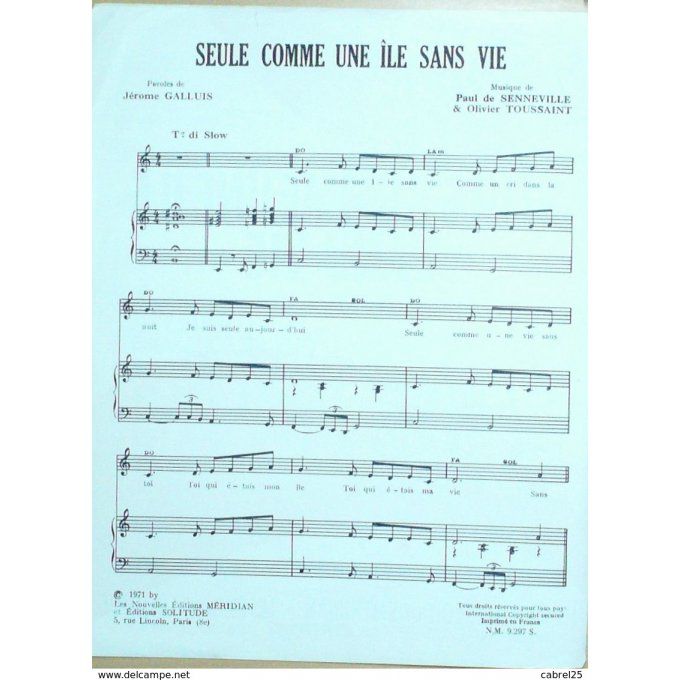 SABINE-SEULE COMME une ILE SANS VIE-1971