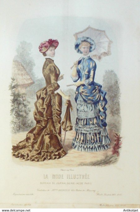 Gravure de mode La Mode illustrée 1882 n°21 (Maison Delaunay)