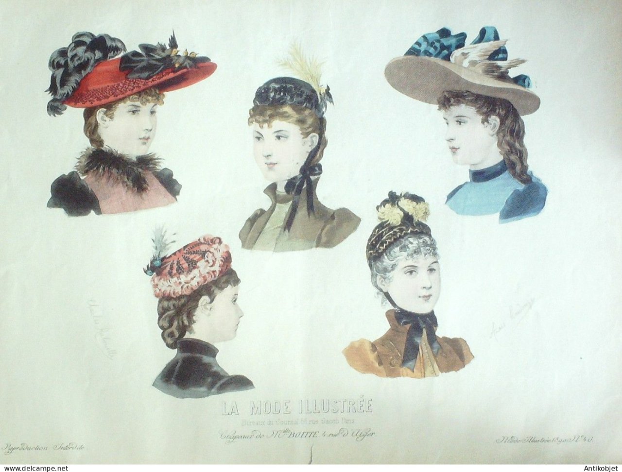 Gravure Mode illustree 1890 # 40 (Old Fashion plate) RARE