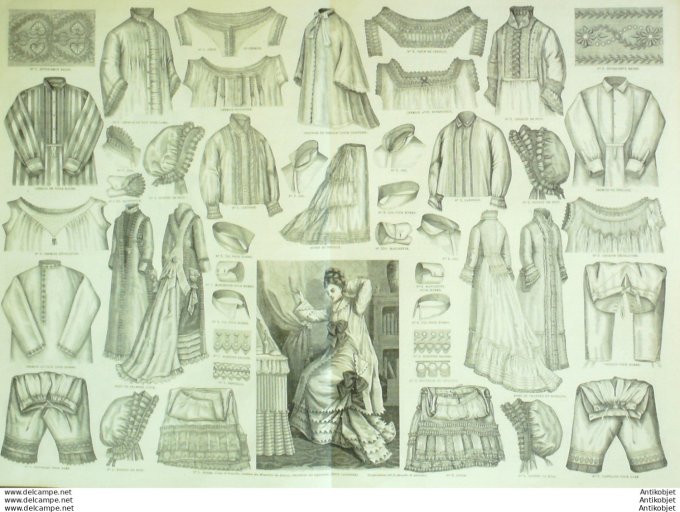 Gravure de mode La Mode illustrée (Lingerie Passementerie)