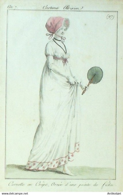 Costume Parisien 1798 an 7 # 97 (eau forte) Cornette en crêpe