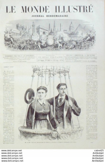 Le Monde illustré 1874 n°909 Sète (34) Calais (62) Orange (84) Dunkerque (59) Verdun (08) Italie Mil