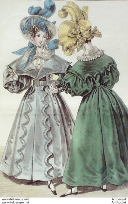 Gravure de mode Costume Parisien 1831 n°2893 Redingote de gros d'Orient