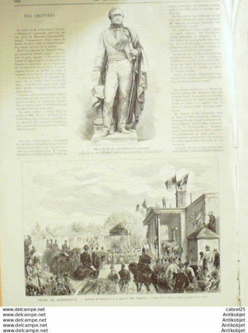 Le Monde illustré 1874 n°909 Sète (34) Calais (62) Orange (84) Dunkerque (59) Verdun (08) Italie Mil