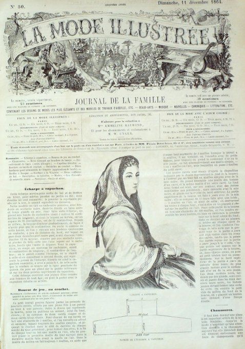 Journal Mode illustrée 1864 # 50 Echarpe à capuchon