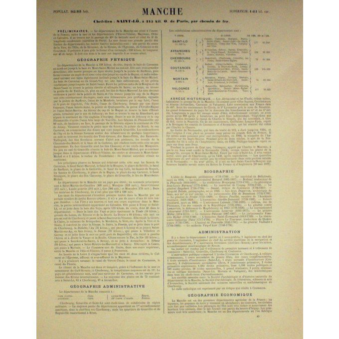 Carte Manche (50) Saint Lo Graveur Lecoq Waltner Barbier 1868