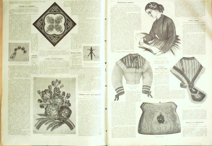 Journal Mode illustrée 1865 # 50 Bonnet Empire