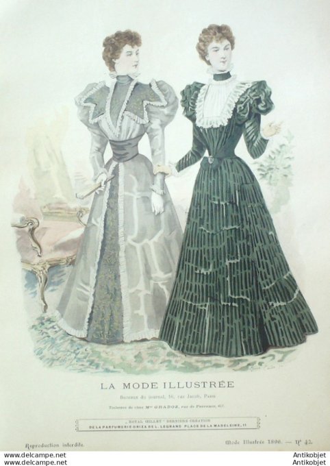 Gravure Mode illustree 1896 # 42 (Old Fashion plate) rare