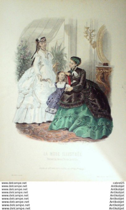 Gravure Mode illustree 1868 # 38 (Old Fashion plate)
